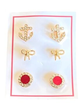 Avon Red Nautical Stud Earring Trio